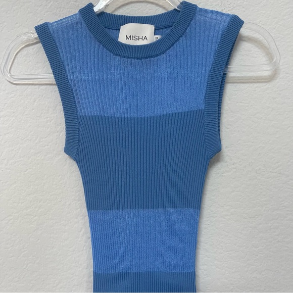 MISHA Elyna Blue Knit Maxi Dress Size XS - Picture 2 of 4